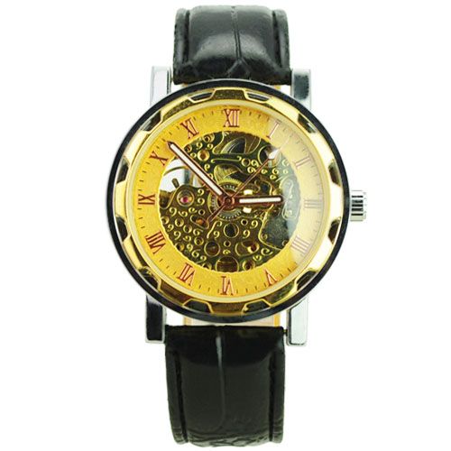 Winner Skeleton relógio mecânico transparente com Dial Round