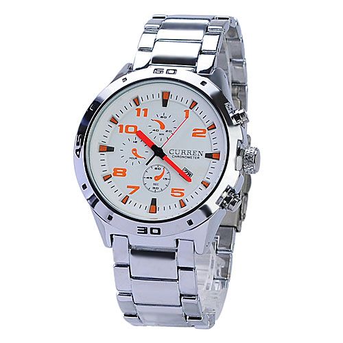 CURREN 8021 Men Quartz Ajustável de Aço Inoxidável Calendári