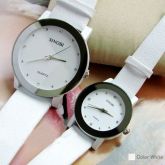 Branco pulseira de couro SINOBI Top Marca Quartz Analógico H